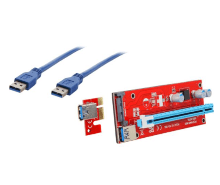 ROSEWILL COBOC RISER-1X216X-SATA USB3.0 PCI-E PCI EXPRESS 1X TO 16X RISER CABLE CARD ADAPTER W/ SATA 15PIN POWER SLOT, 60CM USB 3.0 CABLE DEDICATED FOR BTC BITCOIN, LTC, ETH – RED